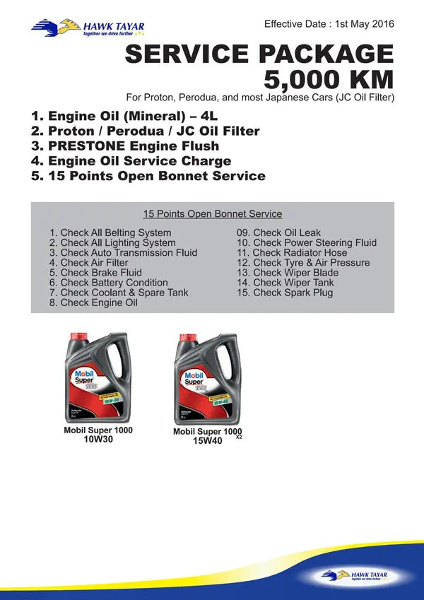 5,000Km Service Package 1