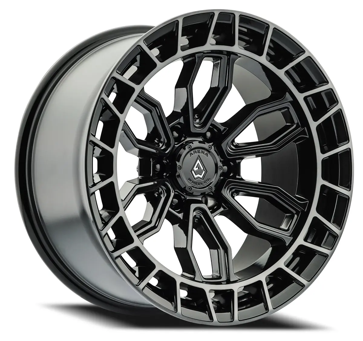22X9.5 Arena Wheel A102 Recon Gloss Black Center Machined Ddt Lip 1