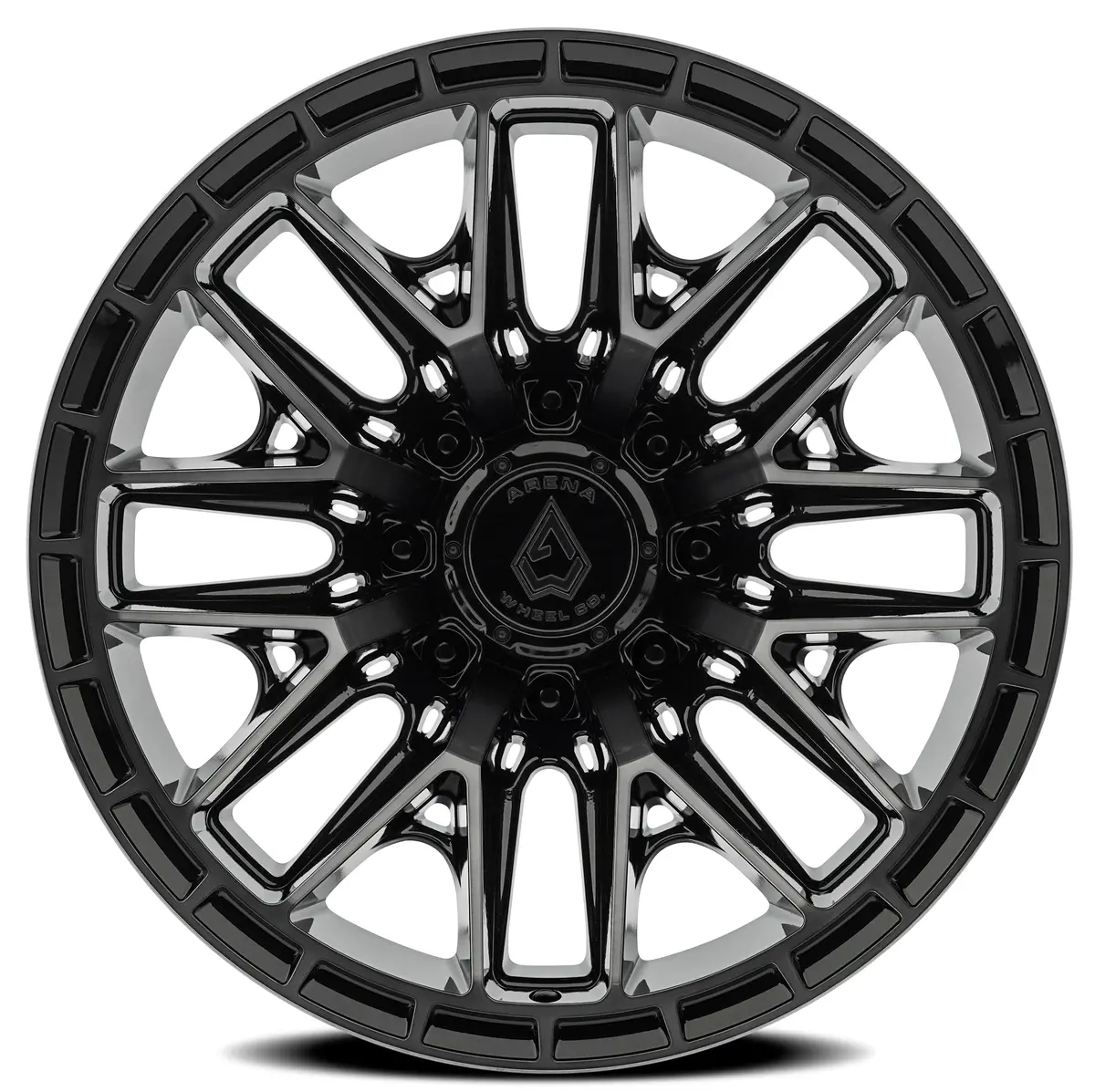 22X10 Arena Wheel A114 Battle Gloss Black W/ Machined Ddt Face And Lip Rims 2
