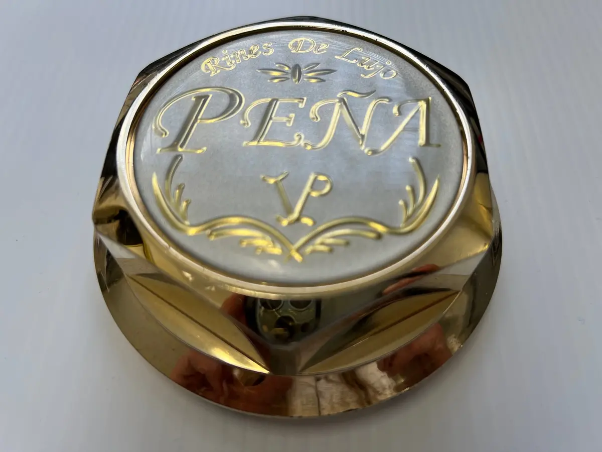 Gold Hex Nut Center Cap Prime Wheel Rines De Lujo Pena 28H 1