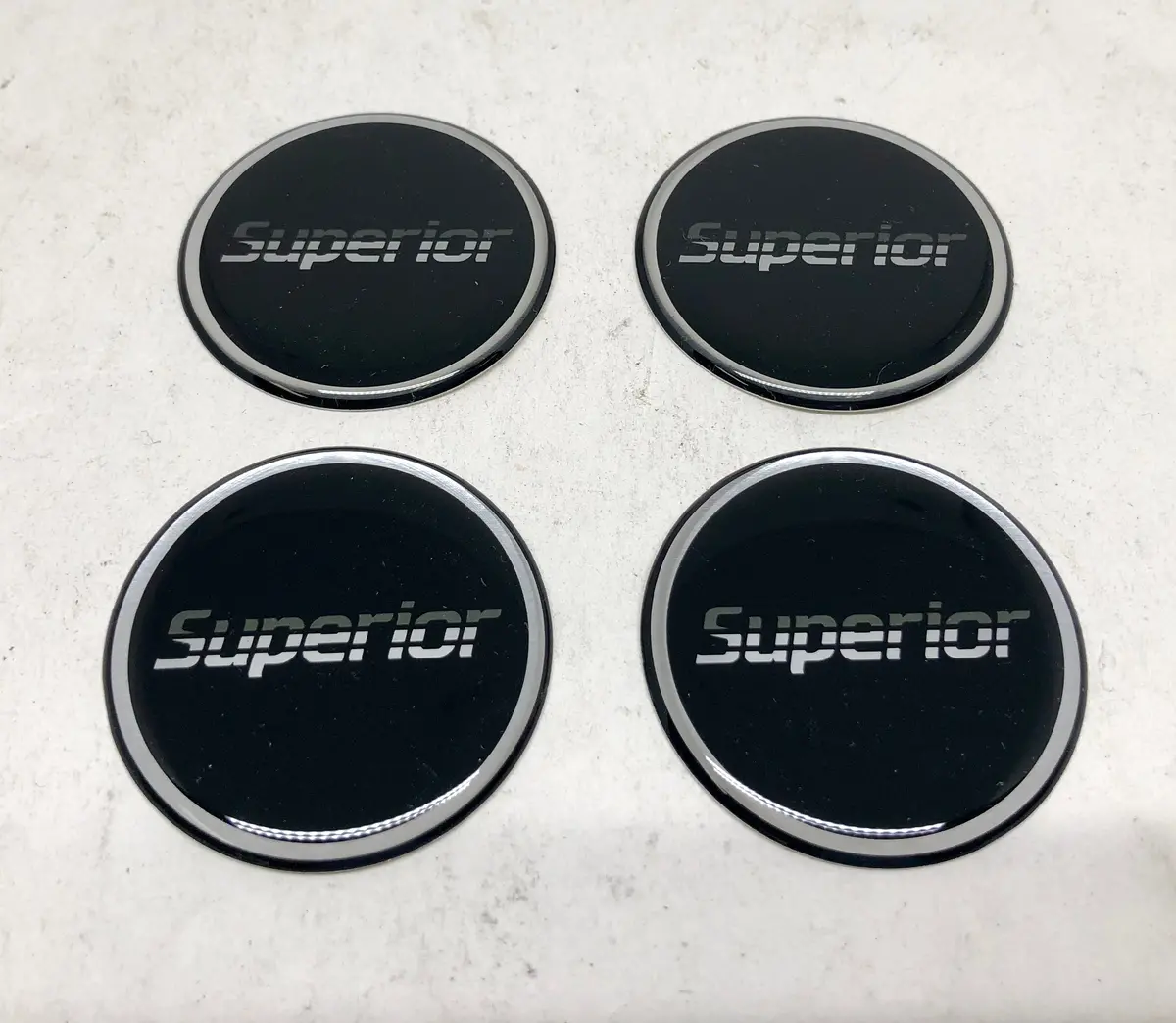 Superior Wheels Emblems Decals Small Black Emblem Set Of (4) New 1