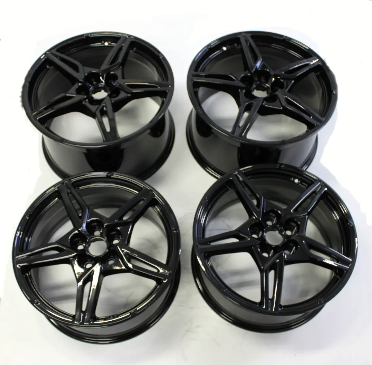 19X8.5 20X11 Chevy Corvette C8 Oem 14007 14008 Gloss Black  2020-2024 Staggered 1