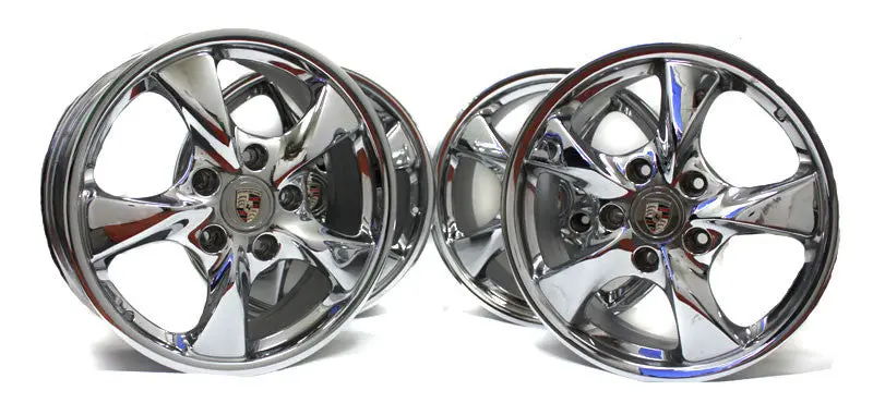 17" Porsche Boxster 2001 2002 2003 Chrome Wheels 67258 Oem 67259 Staggered (4) 1