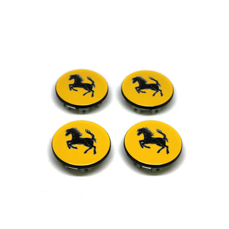 Ferrari Wheel Center Caps Oem Yellow Genuine Set Of 4 New 1