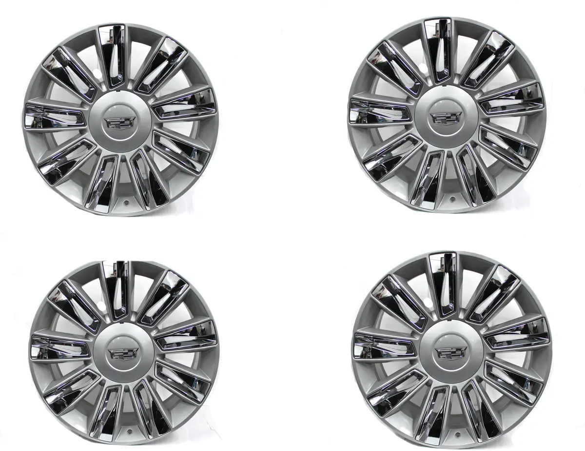 22" Cadillac Escalade Wheels Silver Chrome Inserts 2015-2018 Oem 4740 Set 4 1