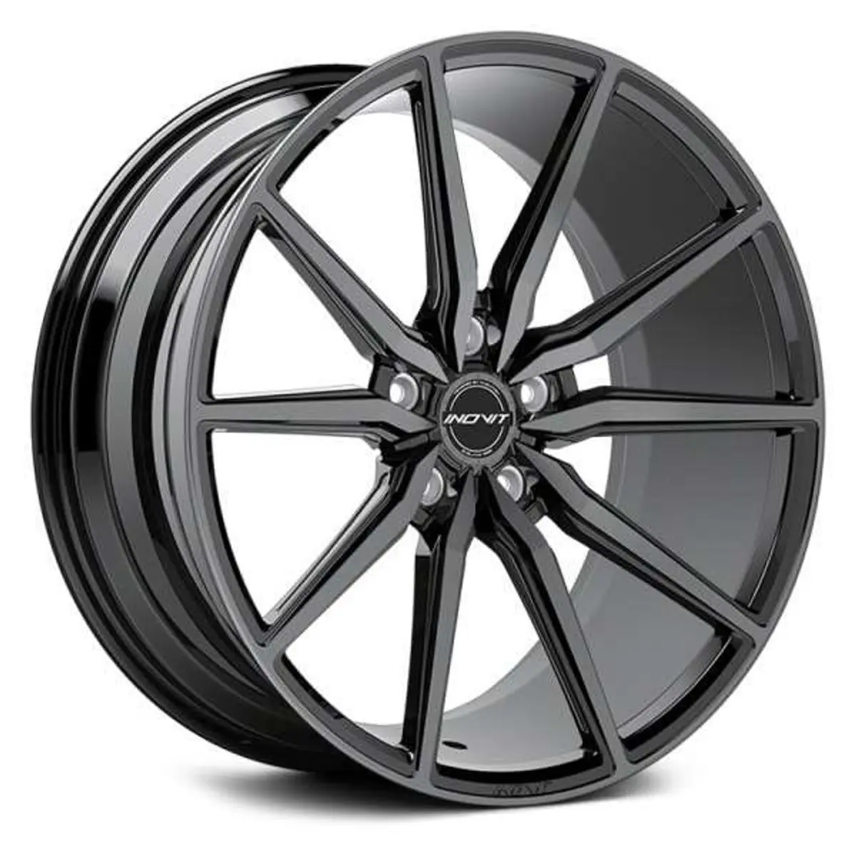 Inovit Frixion 5 Wheels 20X8.5 20X10 Black Machined Face Milled Ball Cut Dark Tint Satin 1