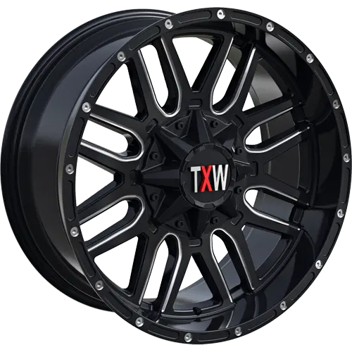 20X9 Txw Off-Road Wheel T-007 Gloss Black Milling Windows Milling Rivets 1