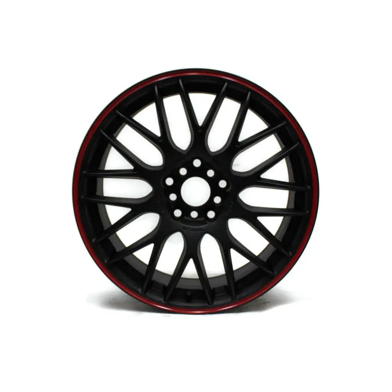 18" Tenzo Wheel Type-M Matte Black Red Groove Block Mesh 18X8 1