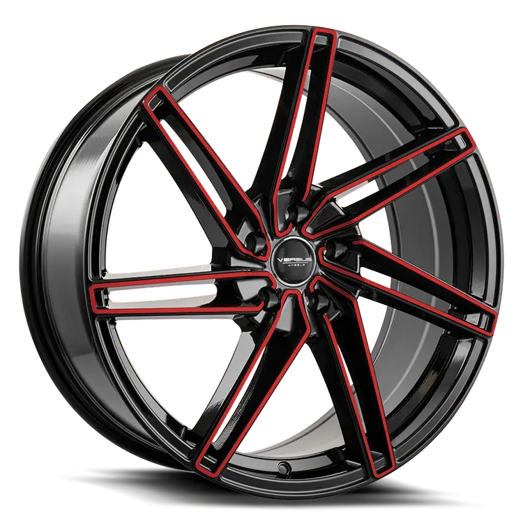 18X8.5 Versus Vs88 Gloss Black Red Face 5X114.3 Set Of 4 1