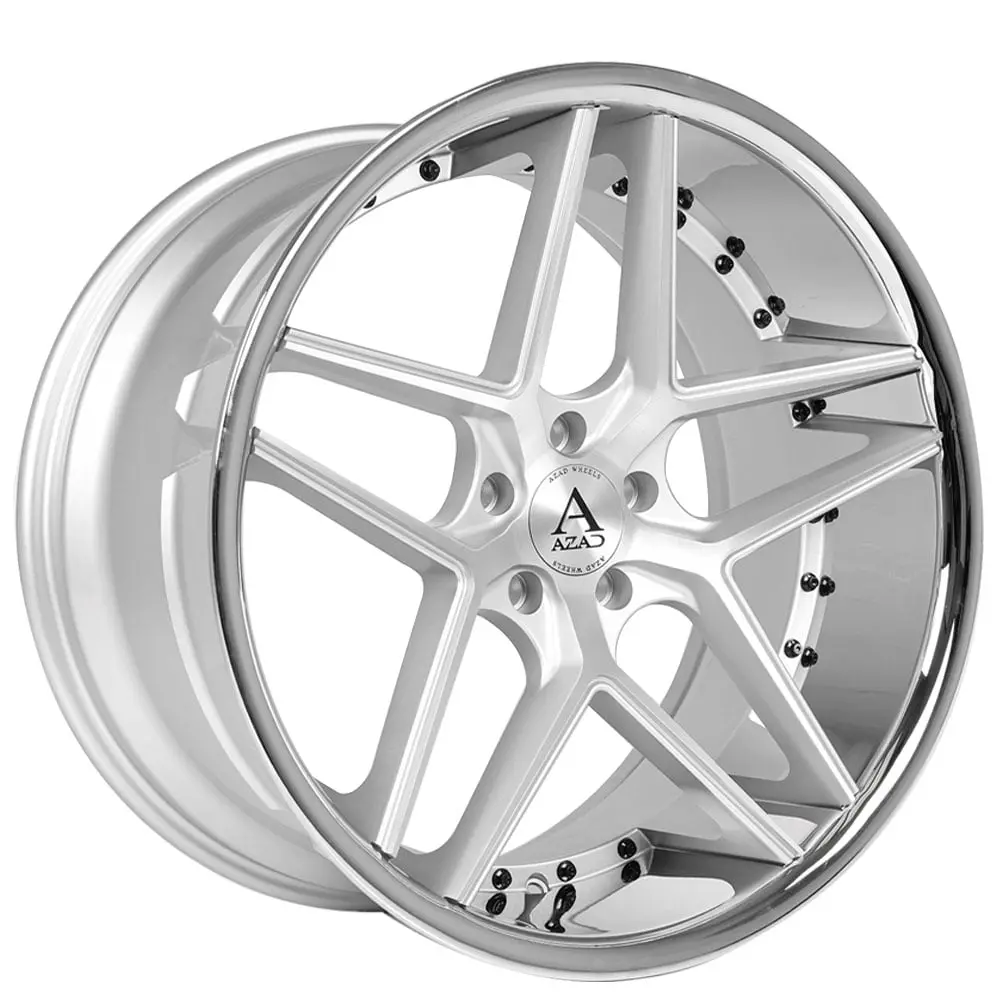 22"" Azad Wheel Az1029 Brushed Silver Chrome Lip 22X10.5 1