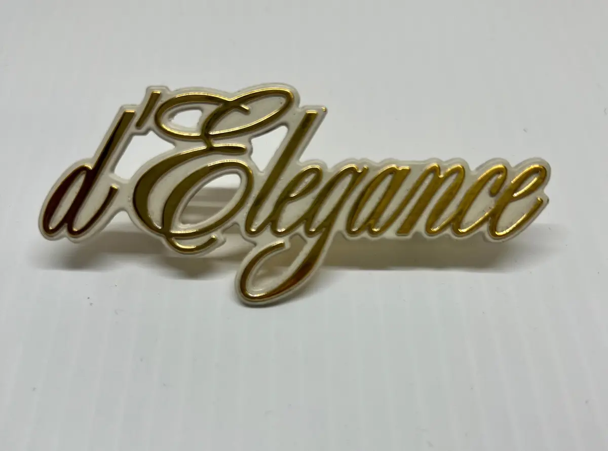 Cadillac D'elegance Logo White And Gold Roof Emblem Badge Vintage 1