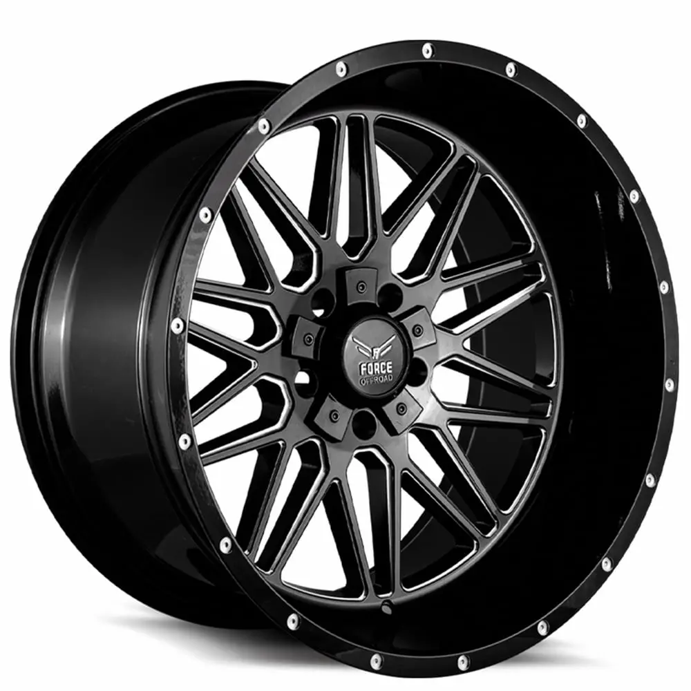 20" Force Offroad Force F44 Gloss Black Milled 20X10 1