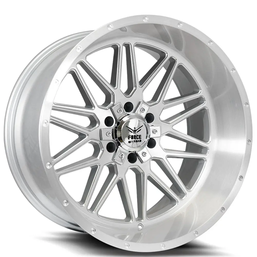 22" Force Offroad Force F44 Brushed Silver 22X12 1