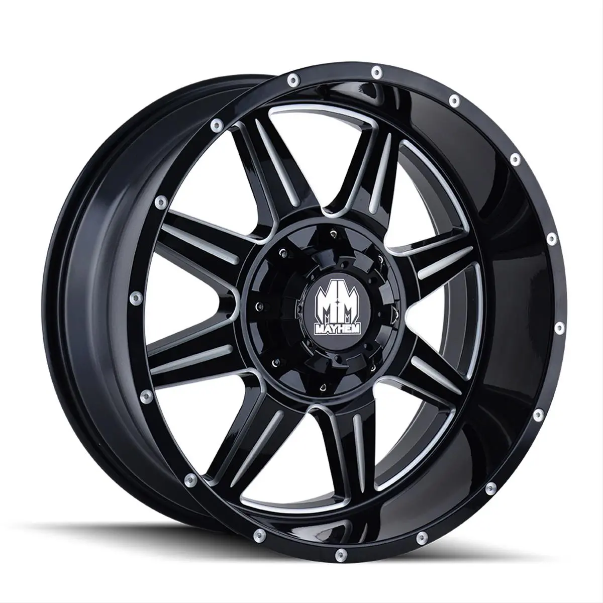 17" Mayhem Monstir 8100 Series Gloss Black Wheels 8100-7952M 1