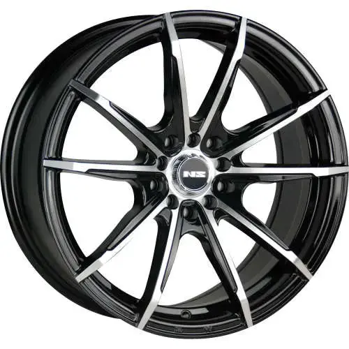 15" Ns Series Ns1602 Gloss Black Machined Face Wheels 1