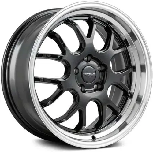 17" Versus Racing Wheels Vs824 Black Machined Lip 1