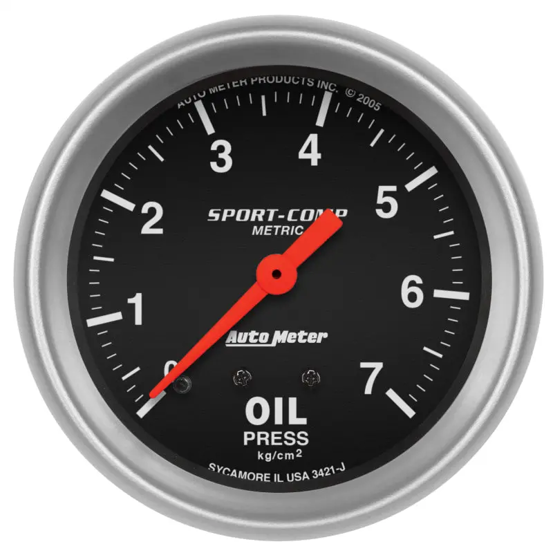 Autometer Sport-Comp 2 Mechanical Oil Pressure Gauge – 5/8" Dial, 7.0 Kg/Cm² Range 1