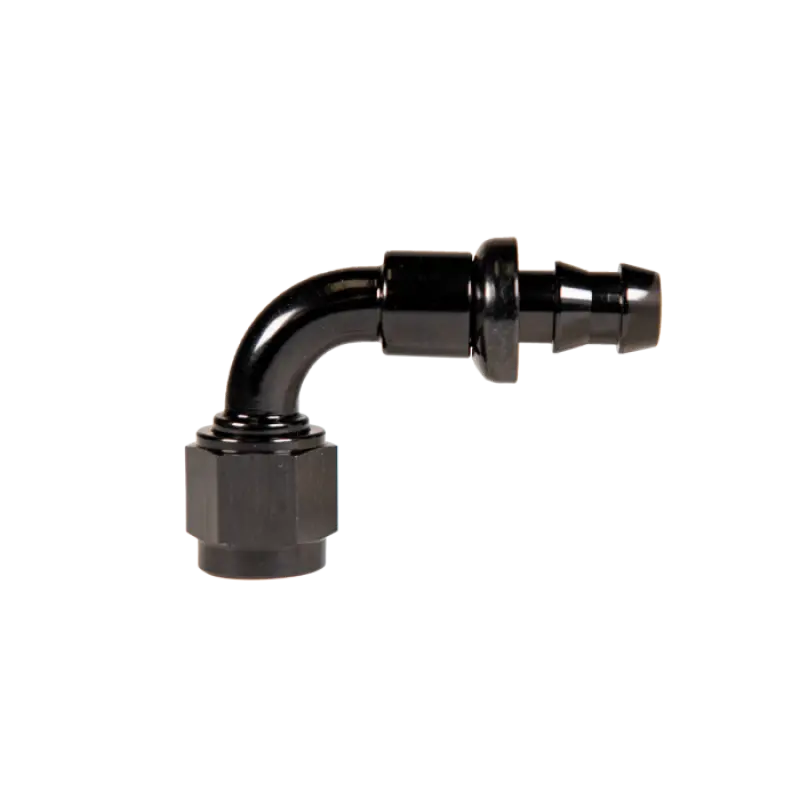Fleece Performance Universal -10An 90Deg To Hose Barb - Black 1