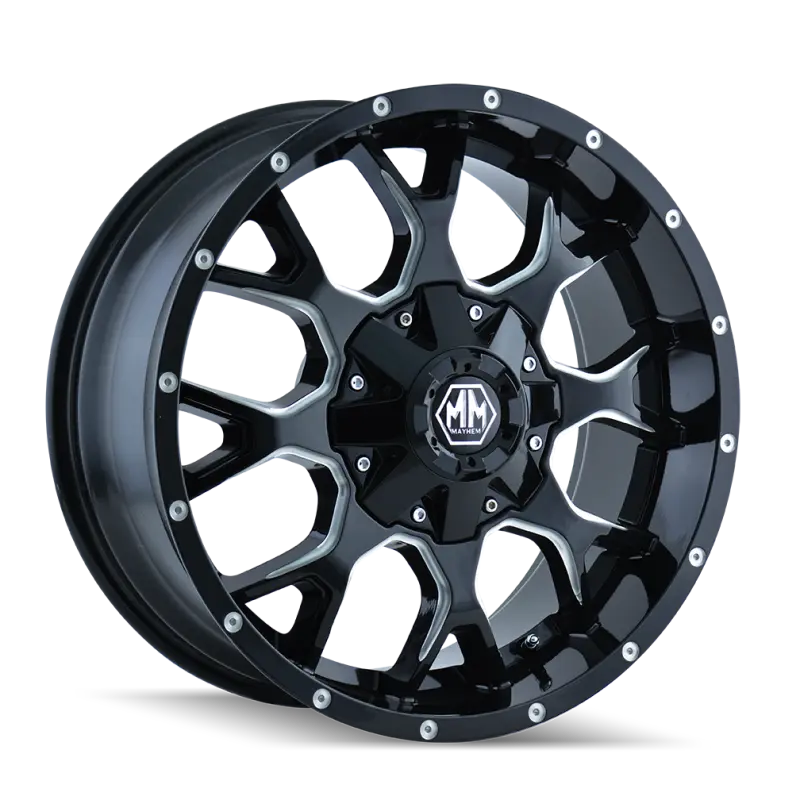 Mayhem Warrior 20X10 Black Milled Spoke Wheel – 8X180 Bolt Pattern, -25Mm Offset, 124.1Mm Hub Bore 1