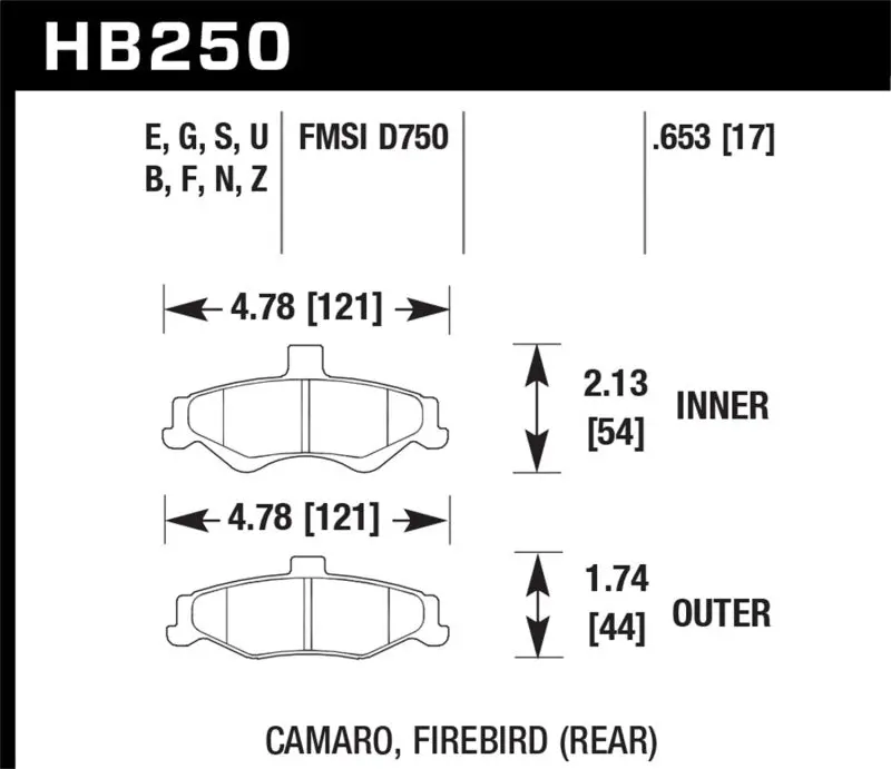 Hawk Hps Street Rear Brake Pads For 1998–2002 Chevrolet Camaro & Pontiac Firebird (5.7L/3.8L V8/V6) 1