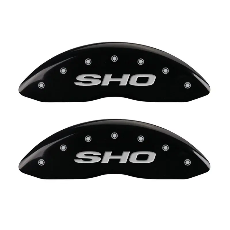 Mgp Engraved Caliper Covers For Ford Sho – Front & Rear, Gloss Black With Silver Accent Lettering 1