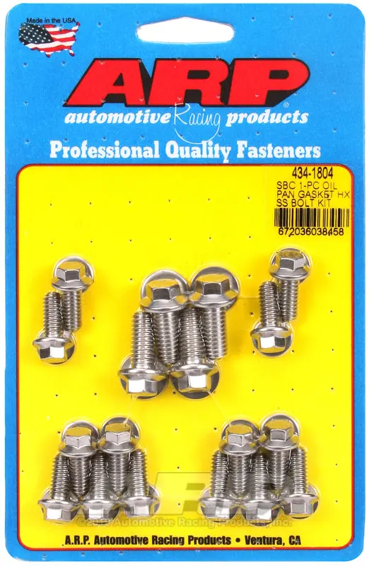 Arp Stainless Steel Hex Oil Pan Gasket Bolt Kit – Single-Piece Design For Small-Block Chevy 1