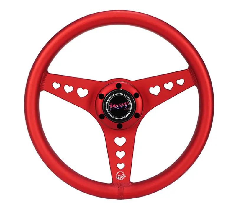 Nrg 330Mm All-Aluminum Steering Wheel – Heart-Shaped Cutout, Anodized Red Finish, Ergonomic Grip 1