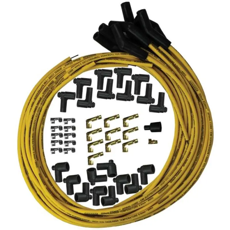 Moroso Universal Ignition Wire Set - Blue Max - Spiral Core - Unsleeved - 135 Degree - Yellow 1