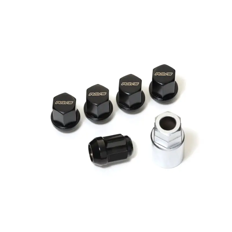 Rays Hex Lock & Lug Nut Kit – M14×1.5, Black Anodized Finish 1